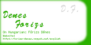 denes forizs business card