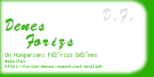 denes forizs business card